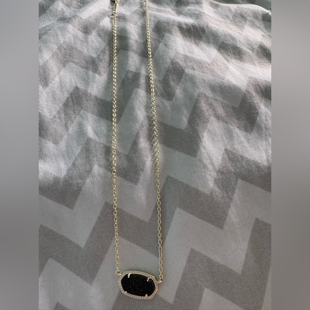 Kendra Scott Elisa Gold Black Drusy Necklace